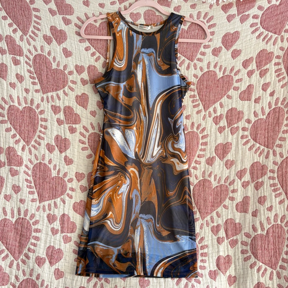 Stylish Marble Print Sleeveless Dress